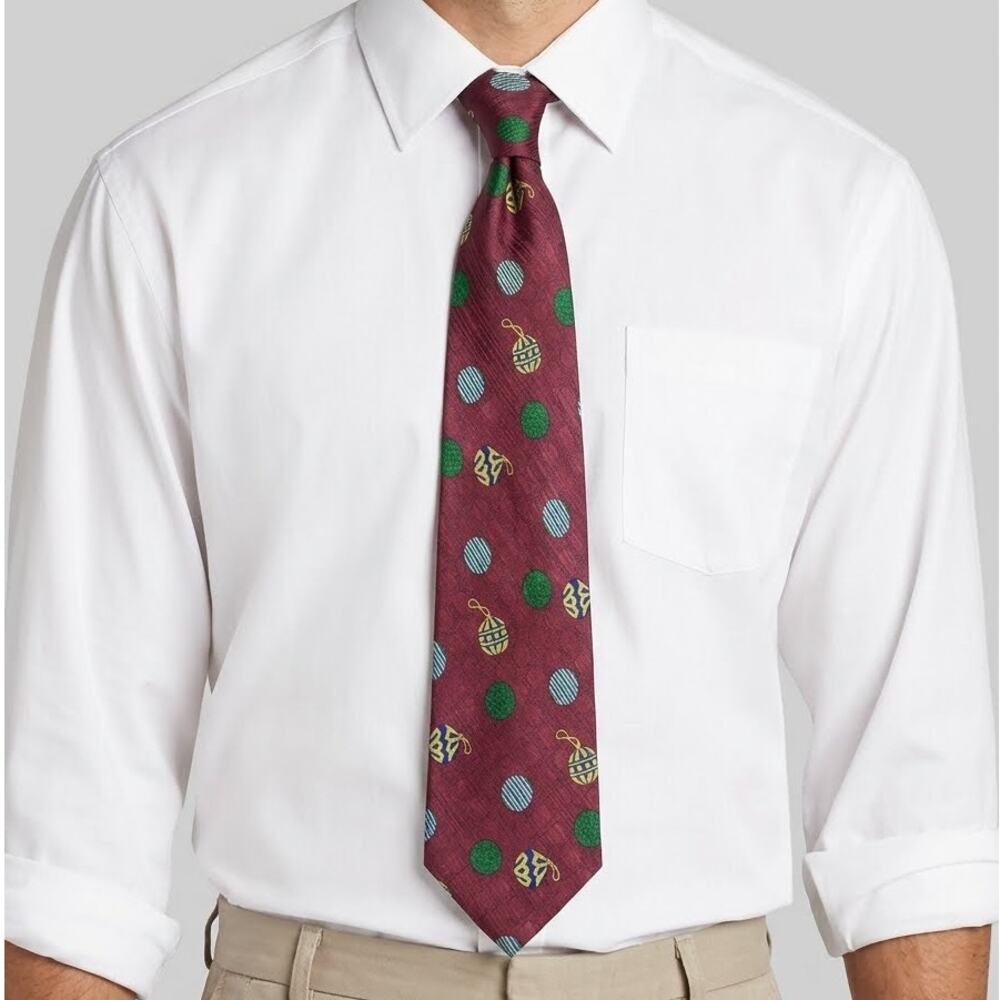 Belisi Red Christmas Holiday Ornaments 59” Silk Tie
